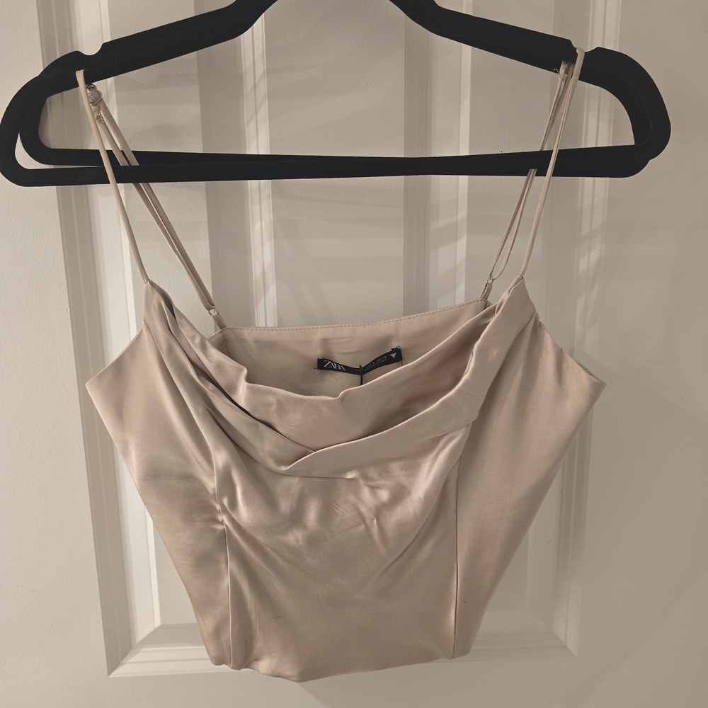Zara Cream Camisole with Draped Neckline